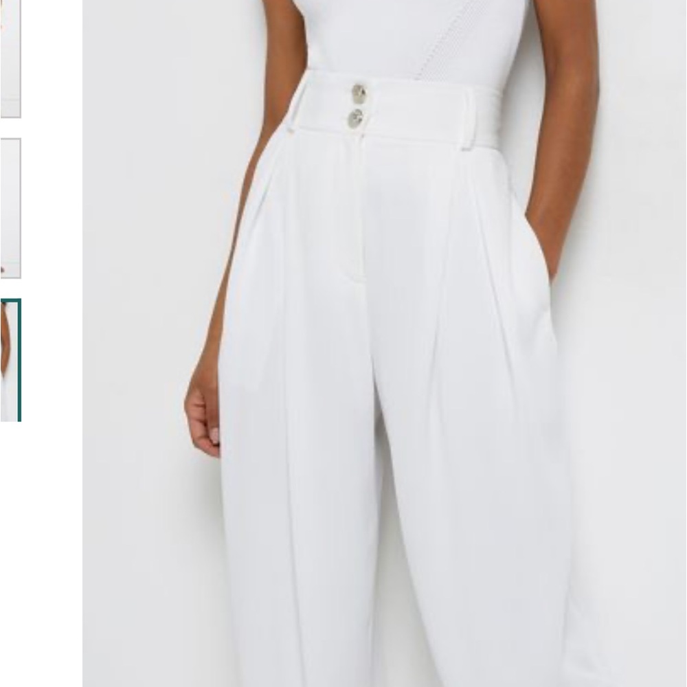 River Island White Pleated Wide Leg Trousers